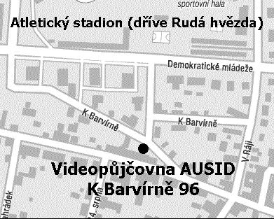 Mapa umstn videopjovny AUSID Pardubice.